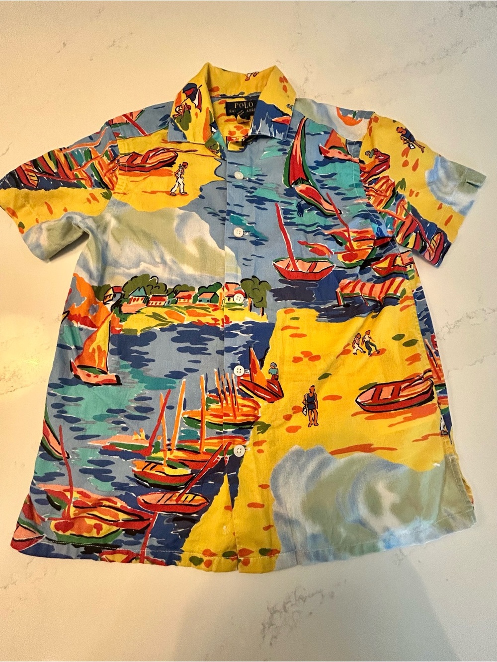 Polo Ralph Lauren Boys Riviera-Print Cotton Camp Shirt